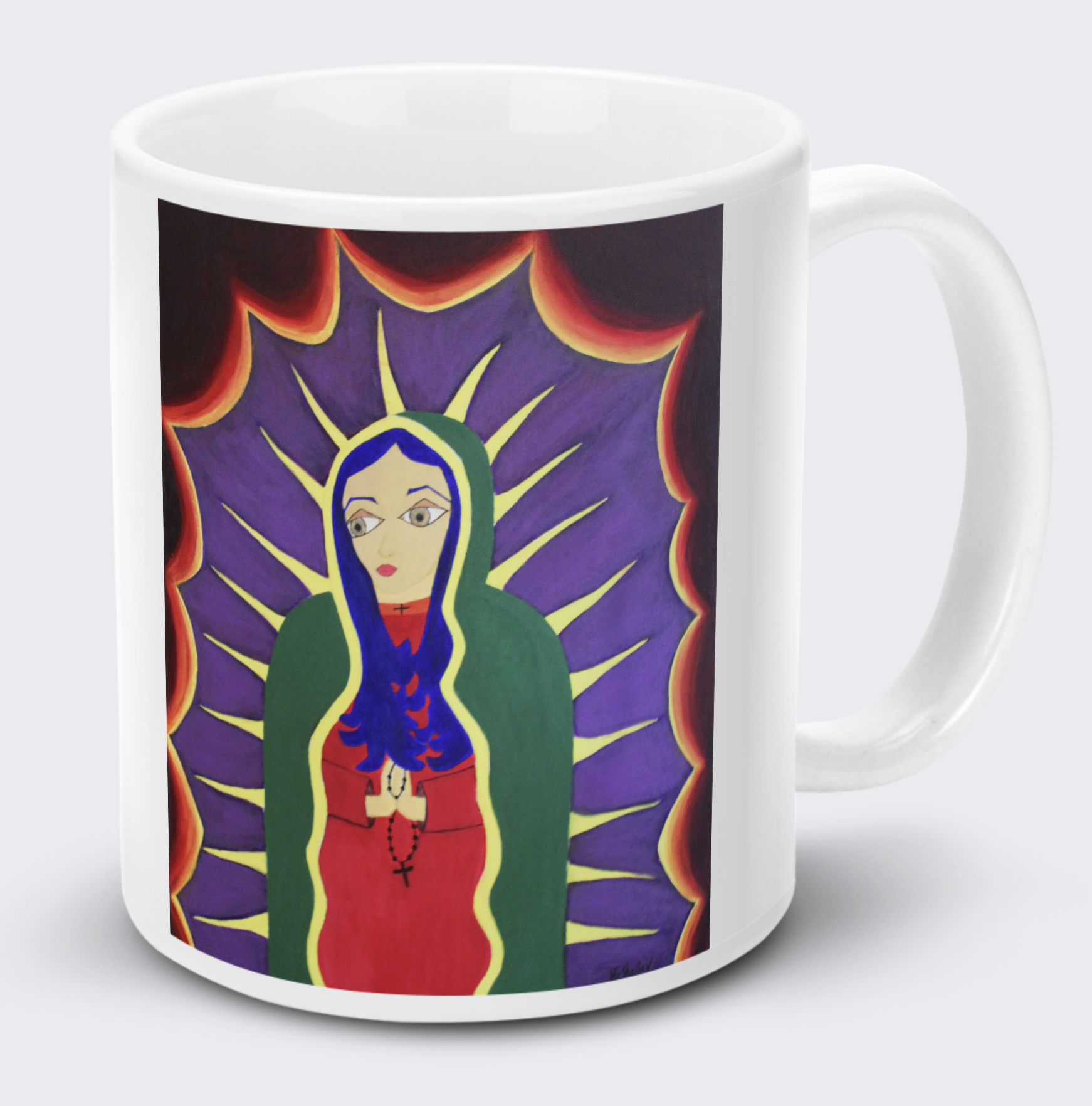 Let Your Light Shine Guada Lupita painting by Michelle G. Mendoza 15 oz. White Coffee Mug