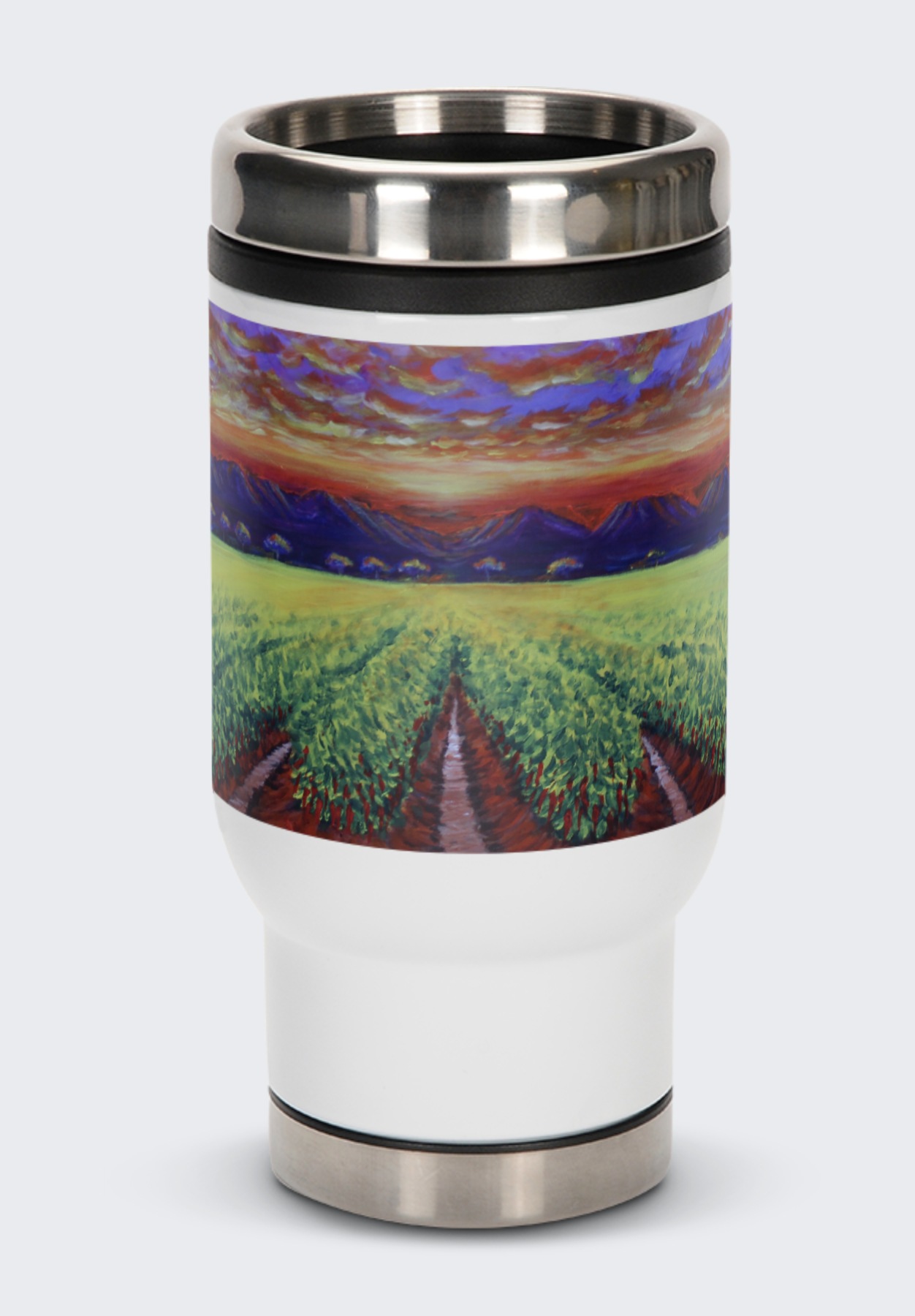 Enchanted in Green Fields painting by Jose Mendoza 14 oz. Tumbler