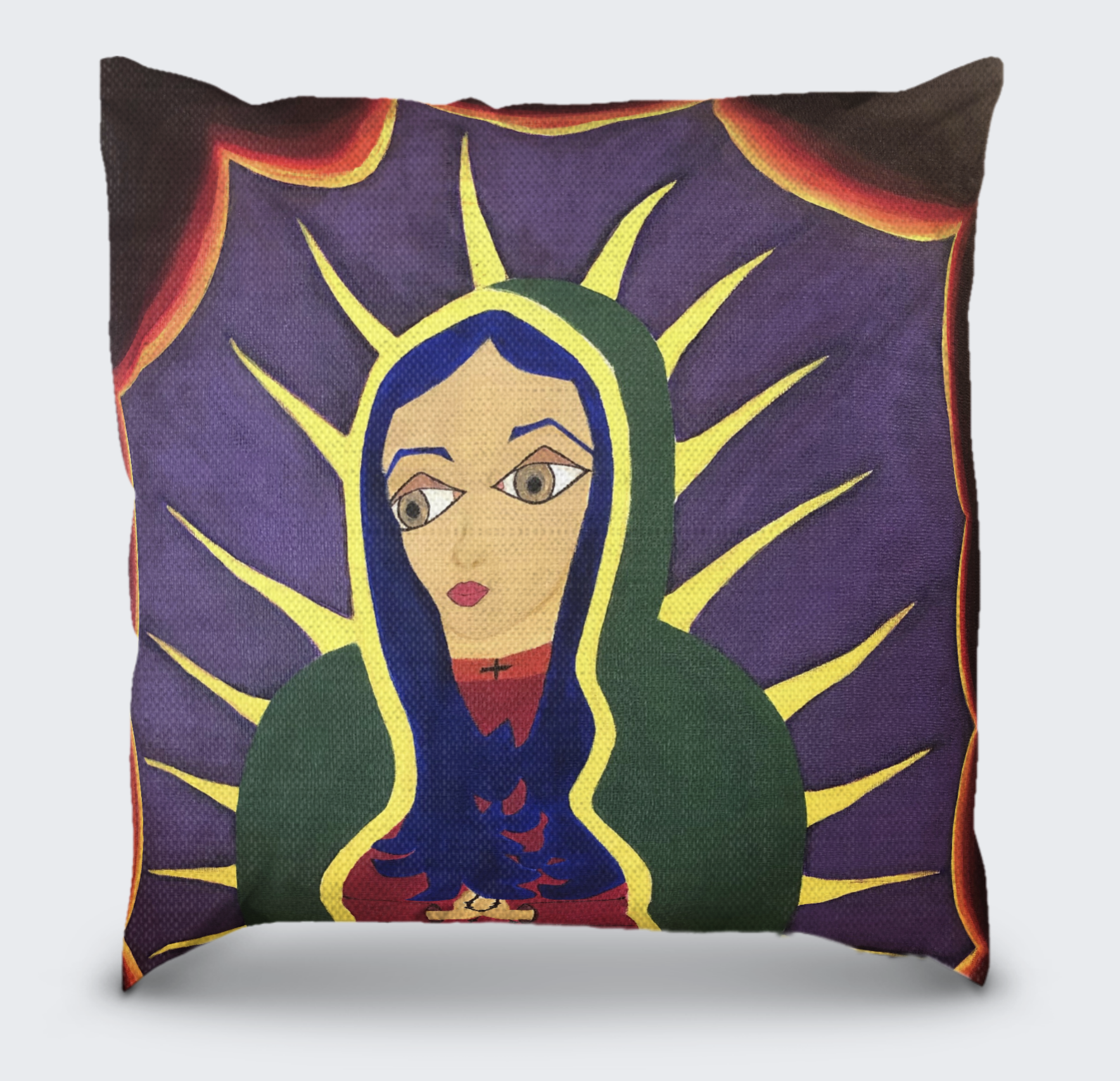 Let Your Light Shine Guada Lupita painting by Michelle G. Mendoza 16 x 16 Inch Pillow